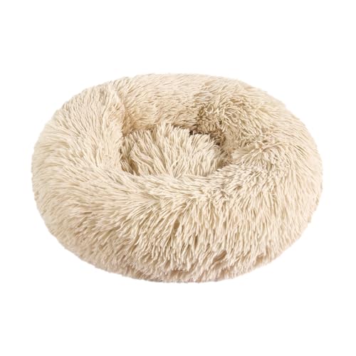 otoez Kitten Puppy Bed Extra Small XS Round Dog Cat Beds Anti Anxiety Plush Pet Calming Donut Bed with Non-Slip Waterproof Bottom, Washable (15.7", Taupe) - color: Taupe, size: 15.7"