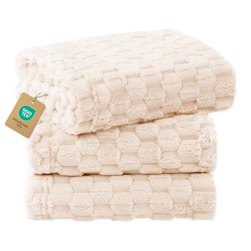 Luciphia 300GSM Fleece Dog Blanket for Small Medium Large Dogs 3D Jacquard 1 Pack 3 Flannel Puppy Cat Pet Throw Blankets Soft Washable Decorative Furniture Protect Pcs3-White, S(23''x16'') - color: Pcs3-white, size: S(23''x16'')