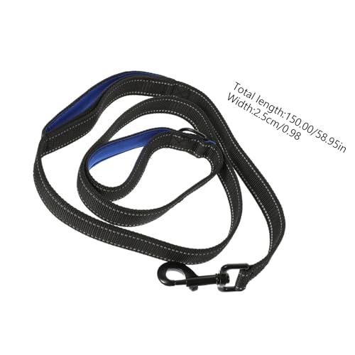 Balacoo Adjustable Double Handle Dog Leash, Traffic Control Pet Lead Rope with Comfortable Non-Chafing Soft Grip, Sturdy Grey and Blue Walking Leash for Puppy Training and Dog Walking