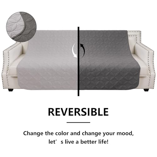 Waterproof Dog Blanket, Small Pet Couch Covers for Sofa, Chair Bed Furniture Protector Washable Reversible(82"x102",Lightgrey+Darkgrey and 52"x82", Lightgrey+Darkgrey)