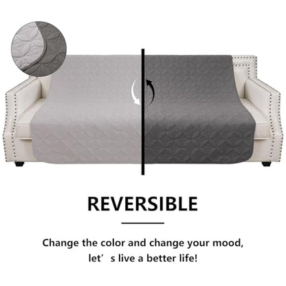 Waterproof Dog Blanket, Small Pet Couch Covers for Sofa, Chair Bed Furniture Protector Washable Reversible(82"x102",Lightgrey+Darkgrey and 52"x82", Lightgrey+Darkgrey)