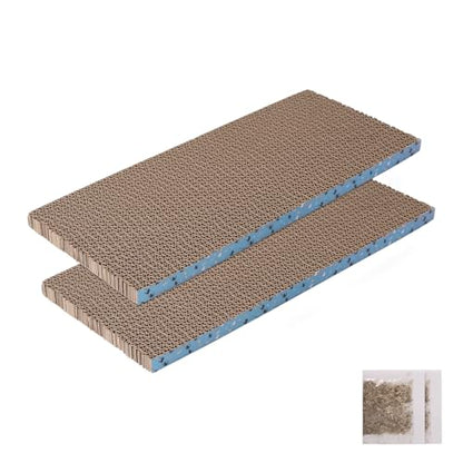 2Pack Cat Scratcher Pad, Reversible Scratching Cardboard, 14" Lx5.3 W Post Board for Indoor Cats Cardboard pad Sleep Play and Grind Claws - size: 2PCS