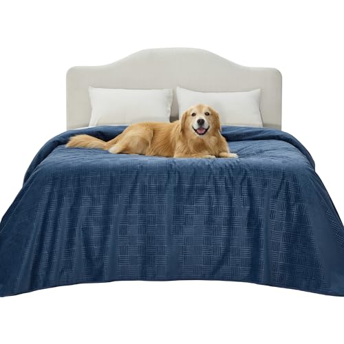 Bedsure Waterproof Bed Cover for Dogs Washable - Waterproof Blanket for Full Bed Couch Sofa Cozy, Lightweight Furniture Protector for Pet Cat Quick Drying, Navy, 82x82IN - color: Navy, size: 82x82 inch