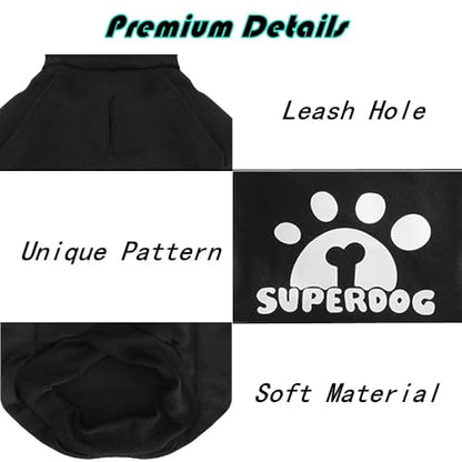 Dog Hoodie with Leash Hole, Pet Clothes Puppy Sweatshirt Dog Pullover Stylish Cat Apparel for Small Medium Dogs and Cats (Black, XX-Large) - color: Black, size: XX-Large