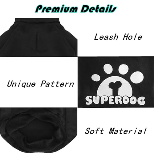 Dog Hoodie with Leash Hole, Pet Clothes Puppy Sweatshirt Dog Pullover Stylish Cat Apparel for Small Medium Dogs and Cats (Black, Small) - color: Black, size: Small