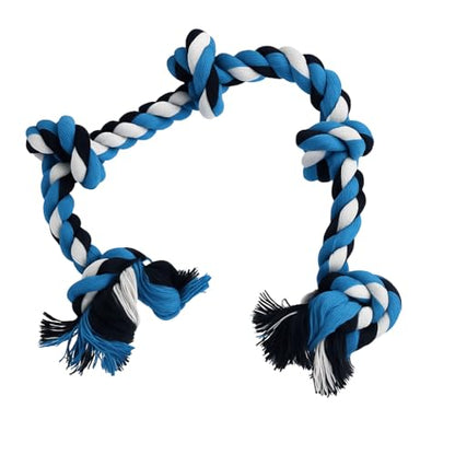 Pup Quartet Dog Rope Toy for Aggressive Chewers – 36-Inch Tug of War Dog Toy – 5-Knot Heavy Duty Rope Toys for Dogs – Virtually Indestructible Chew Toys for Medium & Large Dogs