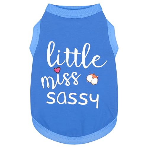 Paiaite Dog Clothes Fashionable Sleeveless Pet Vest: 'Little Miss Sassy' Printed Cotton Dog Shirt, Ideal for Small, Medium, and Large Breeds, Ensuring Comfort and Breathability Blue XXS - color: Blue, size: XXS-(1~3lb) | Chest(~11.8")