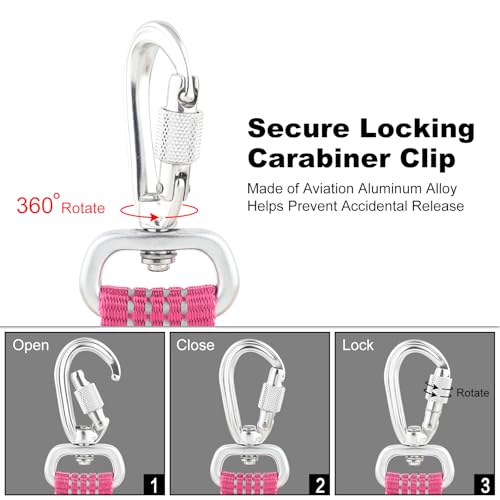 Plutus Pet Heavy Duty Dog Leash with Lockable Aluminum Carabiner, 4/6 Feet Long, Double-Sided Reflective Nylon, Padded Handle, for Puppy, Small, Medium and Large Dogs (Pink, 4/5" x 6') - color: Pink, size: 4/5" x 6'