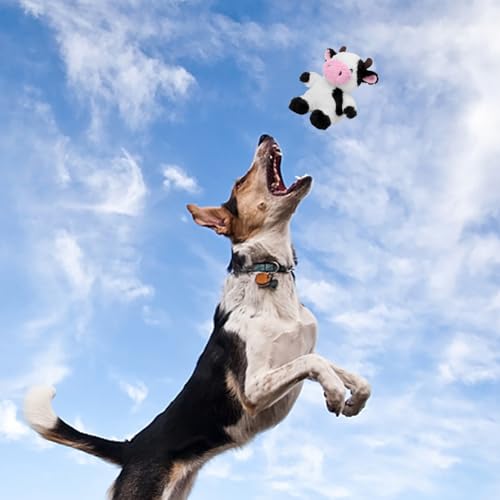 Blnboimrun Dog Toys Puppy Toys Interactive Dog Toys for Small Medium Large Dogs, Squeaky Dog Chew Toys to Keep Them Busy, Plush Dog Toy with Crinkle Paper Stuffed (Cow) - color: White Cow