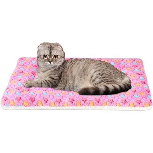 Mora Pets Cat Bed Dog Crate Pad Ultra Soft Pet Bed with Cute Star Print Washable Crate Mat for Small Dogs and Indoor Cats Reversible Fleece Dog Kennel Pad Cat Carrier Mat 14 x 17.5 inch Pink - color: Pink, size: 18-Inch