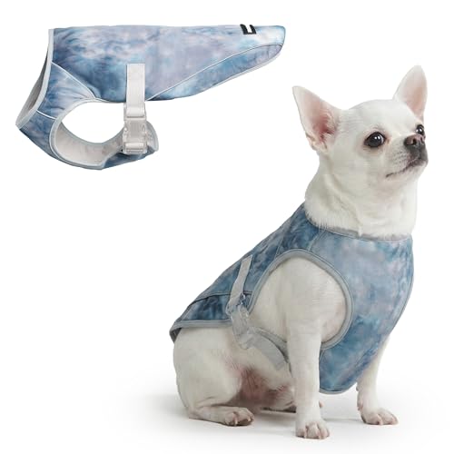 Spark Paws Dog Cooling Vest - SPF 50 UV Sun Protection - Summer Heat Relief Gear for Dogs, Lightweight, Evaporative Cooling - Dog Anxiety Relief Vest During Hot Days - Ice Blue, Medium - color: Ice Blue, size: M: 10-15lbs