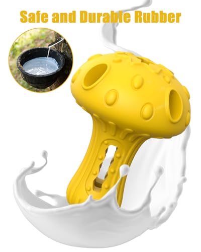 Dog Chew Toys for Aggressive Chewers, Rubber Treat Dispensing Stimulation Toy to Keep Them Busy, Durable Interactive Enrichment Puzzle Toy for Medium Large Breed Dogs - color: Yellow