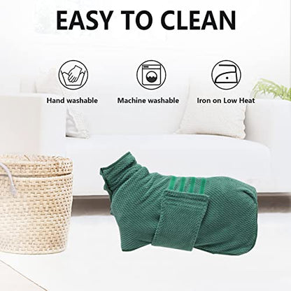 Geyecete Pineapple Grid Fast Drying Super Absorbent Dog Cat Bath Robe Towel - Green-M - color: Green(Pineapple grid), size: Medium