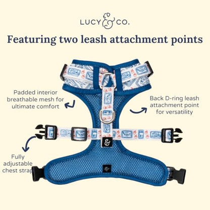 Lucy & Co. Tinned Fish No-Pull Dog Harness, Adjustable Front Clip Harness with Comfort Padding, X-Small - color: Tinned Fish, size: X-small