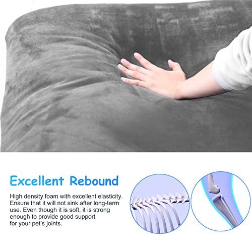 Super Soft Large Dog Bed, 39 Inches Orthopedic Foam Pet Beds with Anti Slip Bottom, Dog Sleeping Mattress with Removable and Washable Cover, Grey - color: Grey, size: 39.0"L x 33.5"W x 4.0"Th