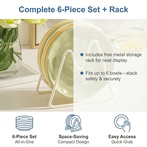 Shallow Cat Bowls 6 Pack – Whisker Friendly Ceramic Cat Dishes for Wet & Dry Food, Dishwasher Safe - color: Green