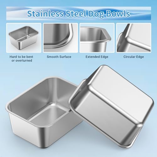 Elevated Dog Bowl Large Breed, 3 Gallons Stainless Steel Dog Bowls with Height Adjustable Raised Metal Stand 11.81'' - 15.75'' for Medium, Large Dogs and Gaint