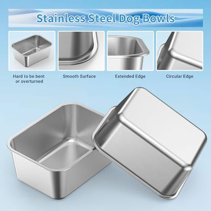 Elevated Dog Bowl Large Breed, 3 Gallons Stainless Steel Dog Bowls with Height Adjustable Raised Metal Stand 11.81'' - 15.75'' for Medium, Large Dogs and Gaint