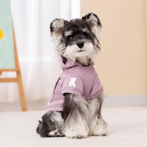 Dog Hoodie & Cat Sweater, Warm Fleece Hooded Sweatshirt with Pocket for Small to Large Pets, Cozy Winter Outfit, Purple, S - color: Purple, size: S-(2~7lb) | Chest(~13")