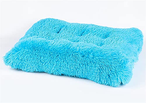 Long Plush Calming Pet Bed Cuddler Pet Bed for Dogs and Cats Fluffy Faux Fur Dog Bed with Anti Slip Bottom Machine Washable Pet Sleep Bed Crate Mat Blue M - color: Blue, size: M(25"x19"x4")