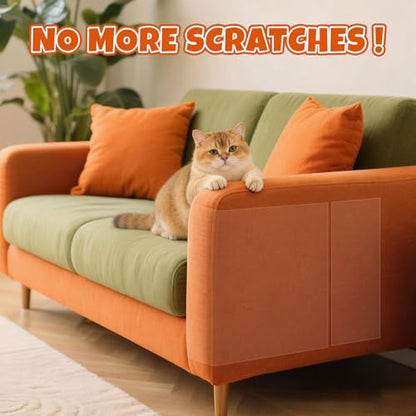 17Pack- Anti Cat Scratch Furniture Protector, Clear Couch Protector from Cat Claws, Pet Deterrent for Sofa Wall Door Bed, Single Sided Self Adhesive Easy Apply, Heavy Duty- with 50 Twist Pins