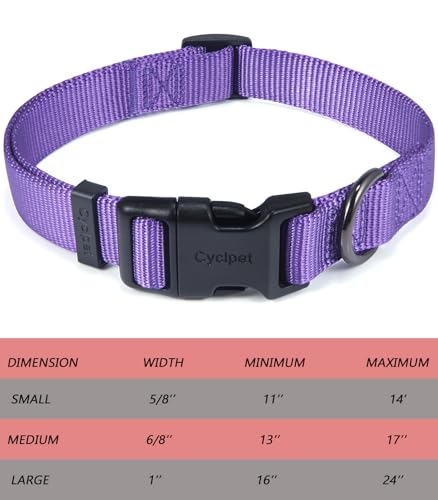 Premium Classic Nylon Adjustable Dog Collars,Soft and Smooth Regular 3/4 Inch Wide Dog Collars with Quick Release Buckle for Medium Dogs Walking,Training. (Medium, Ultra Violet) - color: Ultra Violet, size: Medium 13-17 Inches