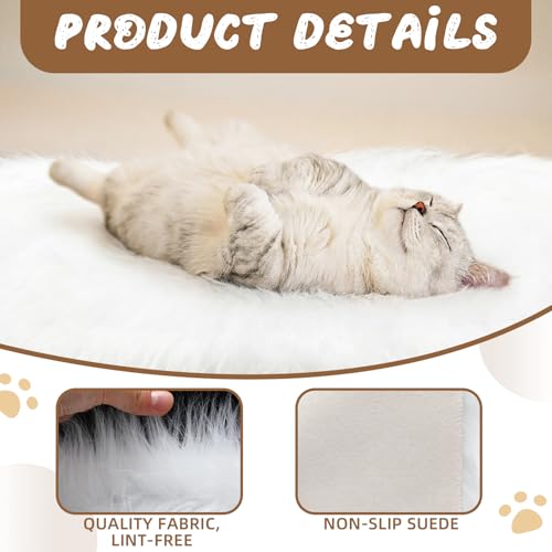 Novabright 2 Pcs Faux Fur Pet Bed Mats 18 x 18 Inch Artificial Wool Puppy Rug Soft Washable Warm Mattress for Dogs and Cats