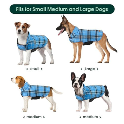 Kuoser Waterproof Dog Coat, Reversible Dog Jacket for Small Dogs, Adjustable Durable Doggie Winter Coat Warm Cozy Puppy Cold Weather Apparel from Small to Large Breed, Blue S - color: Blue, size: Small (Pack of 1)