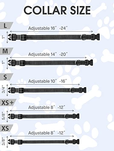 Reflective Dog Collar, Sturdy Nylon Collars for Puppy and Extra Small Girl and Boy Dogs, Adjustable Dog Collar with Quick Release Buckle,Black,3/8" Width - color: Black, size: X-Small (Pack of 1)