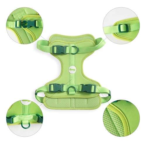 HNS1003B Arlo Large Adjustable Soft Padded No Pull Pet Harness with 3 Buckles and 3 Leash Clips, Mojito - color: Light Green, size: Large (Chest: 24 - 37")