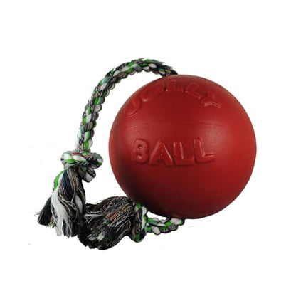 Jolly Pets Romp-n-Roll Rope and Ball Dog Toy, 4.5 Inches/Small, Blueberry for All Breed Sizes - color: Blueberry, size: Small (4.5 in)