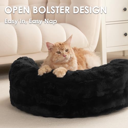 EHEYCIGA Dog Bed Medium Size Dog, Fluffy Small Dog Couch with Removable Washable Cover, Bolster Pet Sofa, Waterproof and Non-Slip, 30" x 30"x 8.5", Black - color: Black, size: 30"L x 30"W x 8.5"Th