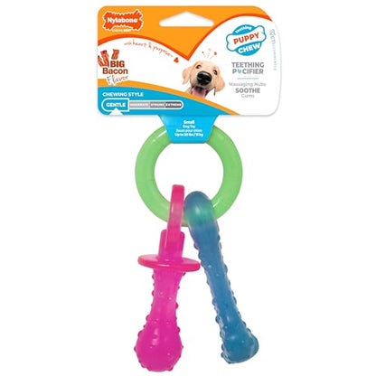 Nylabone Puppy Pacifier Chew Toy, Teething Toys for Puppies, Bacon Flavor, Small - Up to 25 lbs, 1 Count - color: Pacifier