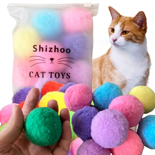 Premium Soft Pom Pom Balls for Kittens - Lightweight, Interactive, Assorted Colors - Plush Toy Balls for Kitten Training and Play - Pet Products for Cats (2.0 Inches 10 Balls) - size: 2.0 Inches 10 Balls