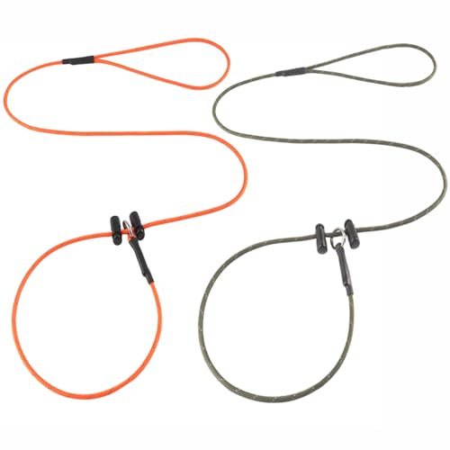 Reflective Slip Lead Leashes Puppy Training Lead – 4.3mm Paracord Rope with 12-Core Strength, 1000lb Pull Force Set of 2 for Small & Medium Dogs (Orange & Army Green, 4 FT) - color: Orange & Army Green, size: 4 FT