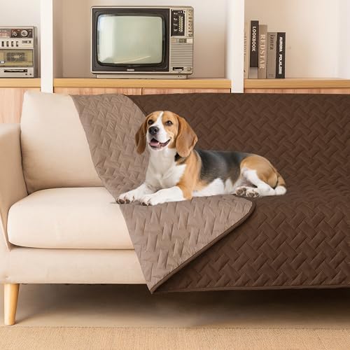 gogobunny 100% Double Sided Waterproof Dog Blanket Soft Pet Bed Cover Reversible Protect Furniture Couch Sofa Car for Puppy Cat Kids (Dark Chocolate/Light Chocolate, 82x82 Inch (Pack of 1)) - color: Dark Chocolate/Light Chocolate, size: 82x82 Inch (Pack o