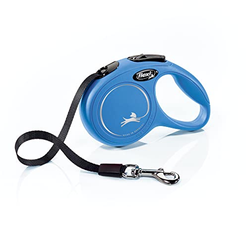 FLEXI New Classic Tape Extra Small Retractable Dog Leash for Small Dogs Upto 26 lbs. – 10 ft., Blue | Tangle Free Pet Walking Leash with One-Handed Brake, Pause, Lock|German Quality Product - color: Blue, size: X-Small - 10 Feet (Tape)