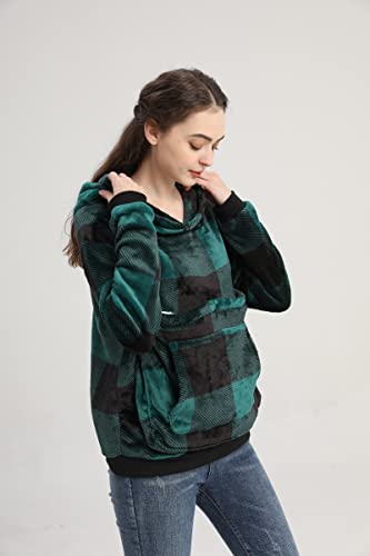 LINYUCHEN Cat Pouch Hoodie Large Pet Pouch Sweatshirt Puppy Kitten Holder Carrier Pullover Tops for Women - color: Green, size: Medium