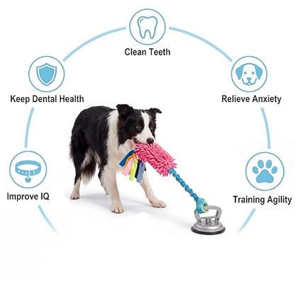Dog Tug Toy, Self-Play Interactive Teeth Cleaning Toy for Boredom Relief, Chew Toy for Small Medium Dogs, 23.6" Rope for Aggressive Chewers (Red)