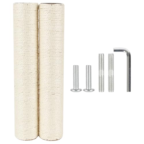 7.4cm 2.91in Diameter Cat Tree Scratching Post Replacement Sisal Pole Parts for Cat Tower (M10, 15.75in/40cm) - color: 15.75in/40cm, size: M10*2posts