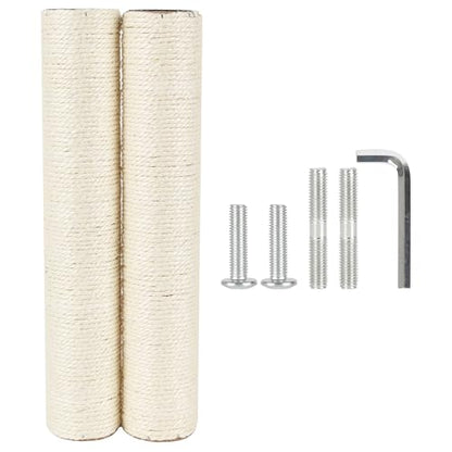 7.4cm 2.91in Diameter Cat Tree Scratching Post Replacement Sisal Pole Parts for Cat Tower (M10, 15.75in/40cm) - color: 15.75in/40cm, size: M10*2posts