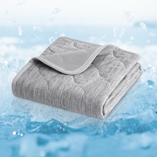 Cozy Bliss Deluxe Leakproof Cooling Blanket for Small Dogs Q-Max 0.46, Soft & Durable Washable Pet Cooling Mat for Hot Weather, Livingroom, Pet Throw & Couch Protector for Cats, Silver Grey, 25"x35" - color: Heather Silver Grey, size: 25*35