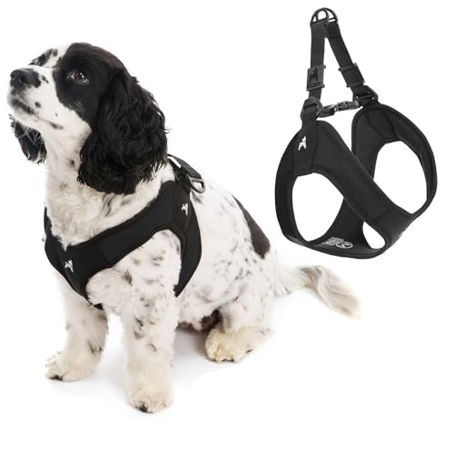 Gooby Escape Free Easy Fit Harness - Black, X-Small No Pull Step-in Patented Small Dog with Quick Release Buckle Perfect On The Go for Dogs or Medium (04602-BLK-XS) - color: Black, size: X-Small chest (15~17.25")