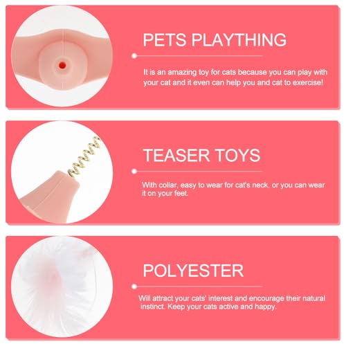 Toddmomy Interactive Cat Teaser Feather Wand with Bell, Sturdy Spring Rod for Indoor Play, Pink Kitten for Cat Exercise and Mental Stimulation