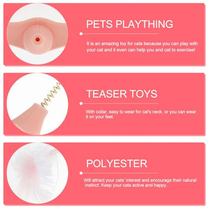 Toddmomy Interactive Cat Teaser Feather Wand with Bell, Sturdy Spring Rod for Indoor Play, Pink Kitten for Cat Exercise and Mental Stimulation