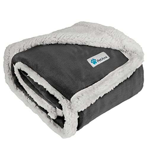 PetAmi Dog Blanket for Medium Large Dogs, Pet Bed Blanket Cat Puppy Kitten, Fleece Furniture Couch Cover Protector Sofa Car, Soft Sherpa Dog Throw Plush Reversible Washable, 40x60 Dark Gray - color: Charcoal, size: Large - 60 X 40 Inches