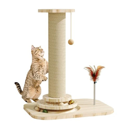 Cat Scratching Post, Scratching Post with Vertical Scratcher and Tracking Interactive Toy for Kittens