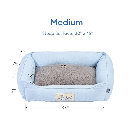 FluffyDream Small Dog Bed, Super Soft Pet Bed Furniture, Suitable for Dogs Up to 30lbs, 24'' x 20'', Light Blue - color: Light Blue