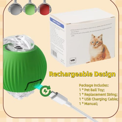 Interactive Dog Cat Toy Ball, Automatic Moving Bouncing Rolling, with Replacement Tail, Pet Smart Chase Ball Rechargeable, Enrichment Toys for Bored Indoor Adult Cats/Dogs - color: Red