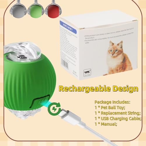 Interactive Dog Cat Toy Ball, Automatic Moving Bouncing Rolling, with Replacement Tail, Pet Smart Chase Ball Rechargeable, Enrichment Toys for Bored Indoor Adult Cats/Dogs (Grey) - color: Grey